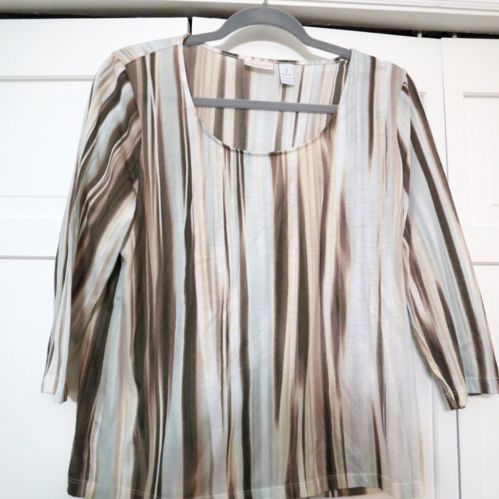 Chico's Brown/Light Blue Top